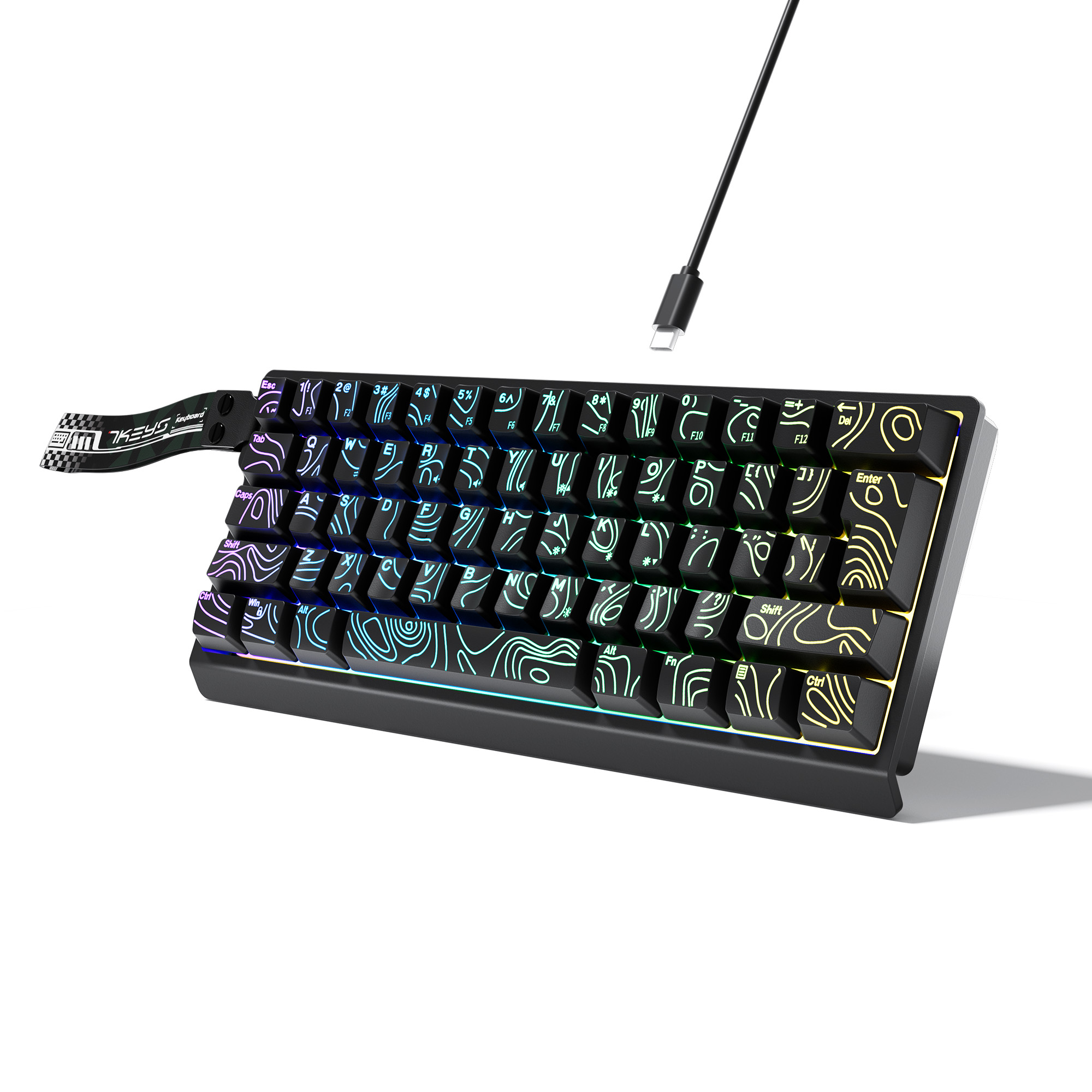 Gaming Keyboard Blue Switches - Teclado compacto con cable al 60%