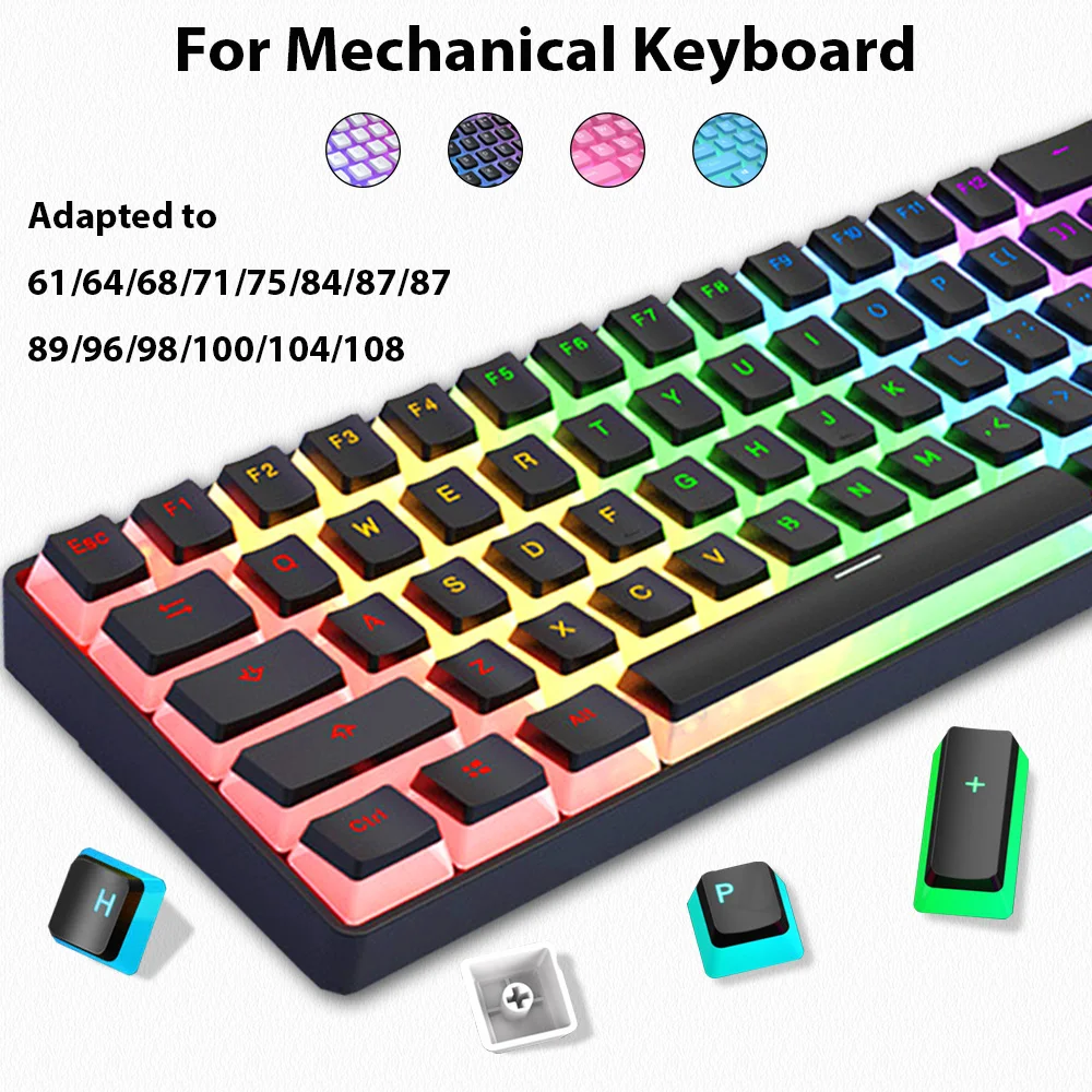 Gaming Keyboard No Rgb - Teclas de pudín de 129 teclas,