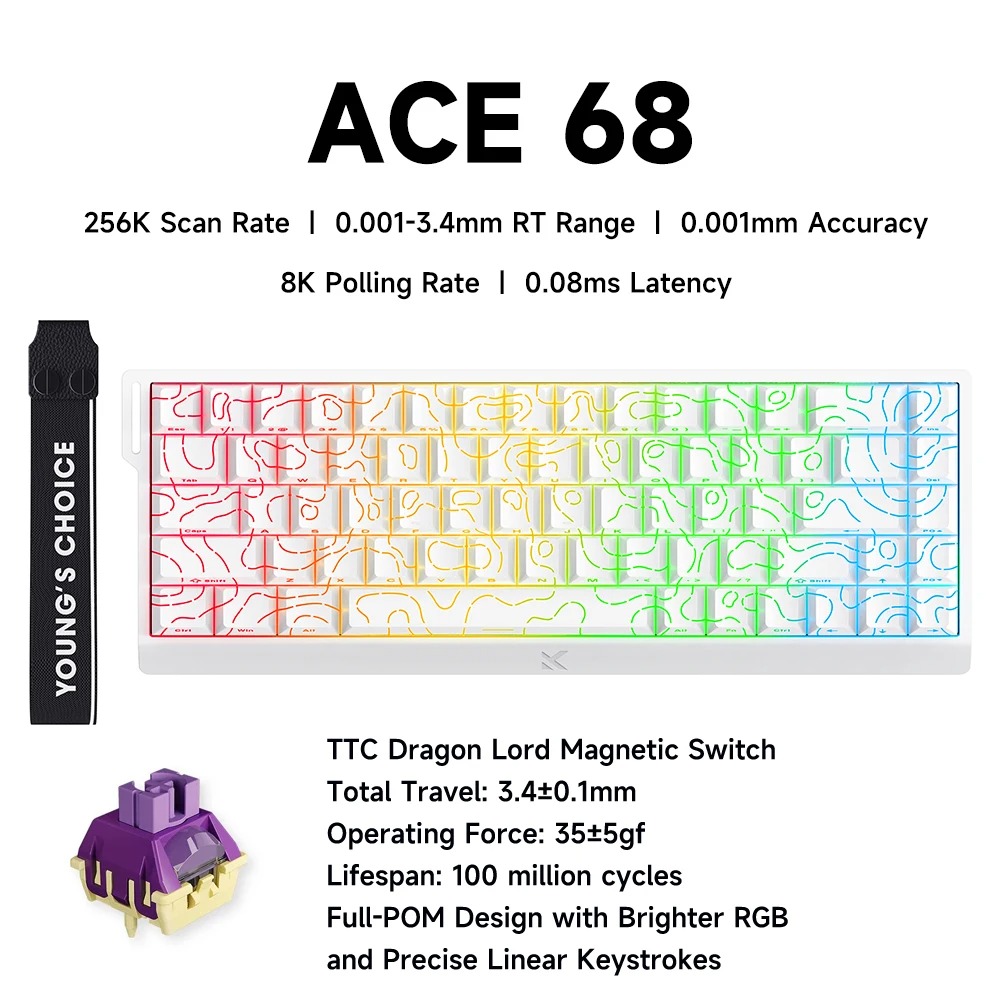 Gaming Keyboard Hall Effect Switches - MCHOSE ACE 68 interruptor magnético teclado