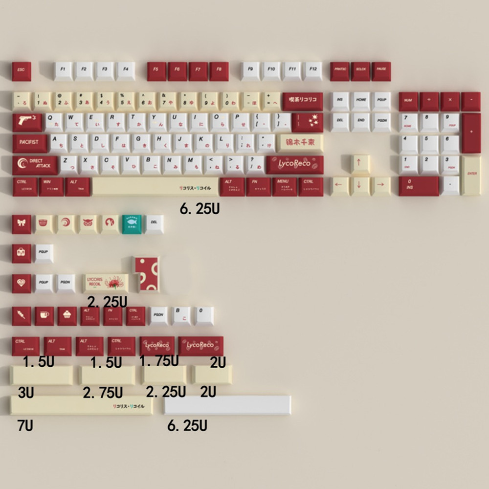 Gaming Keyboard Ergonomic - Teclas PBT de Anime Lycoris Recoil,