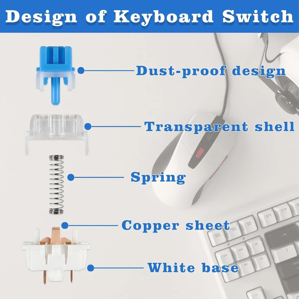 1-150 interruptores mecánicos  - Gaming Keyboard Blue Switches reseña y precio